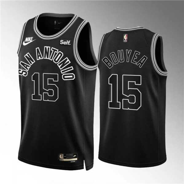 Men%27s San Antonio Spurs #15 Jamaree Bouyea Black Icon Edition Stitched Basketball Jerseys Dzhi